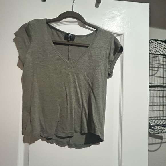 7 For All Mankind Tops - 7 For All Mankind Green Cap Sleeve Crop Tee